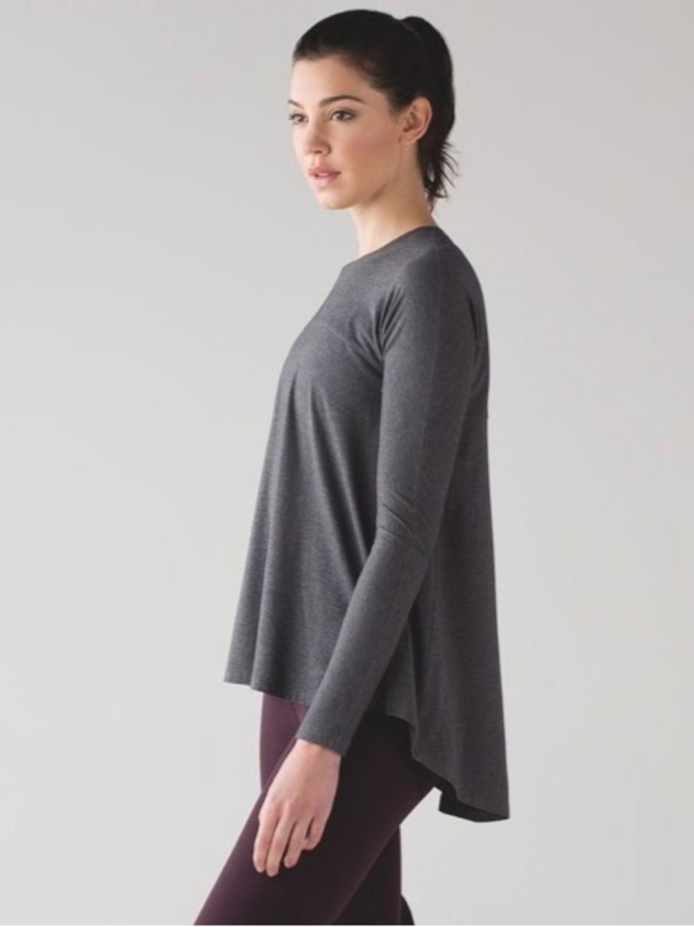 Lululemon Acadia Long Sleeve Heathered Pitch Grey Athletic Active Top Shirt